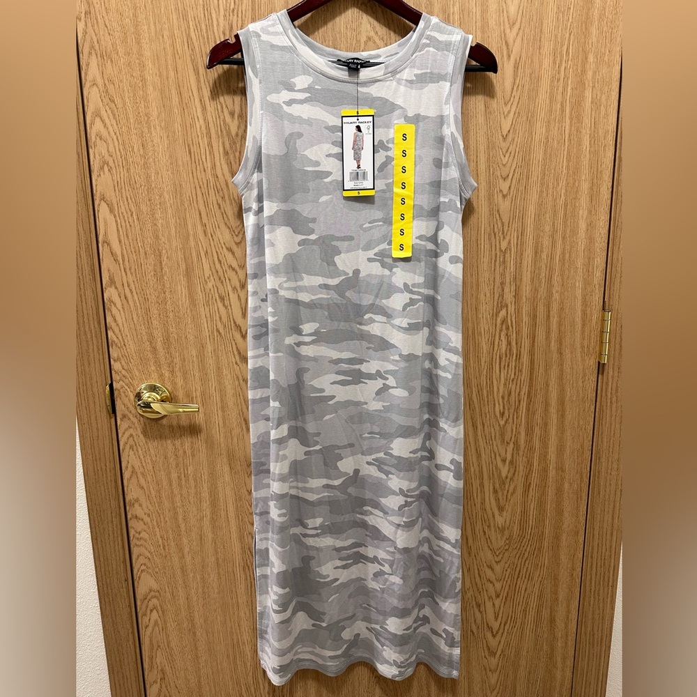 New Hilary Radley Gray Camouflage Stretch Loose Fit Casual Dress Women’s S